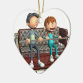 Cartoon vader en zoon op een Ferris Wheel Keramisch Ornament (Links)