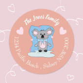Cartoon Valentijn koala perzikzegels Ronde Sticker