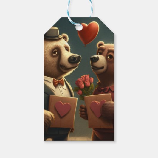 cartoon valentijns beer cadeaulabel (Voorkant)