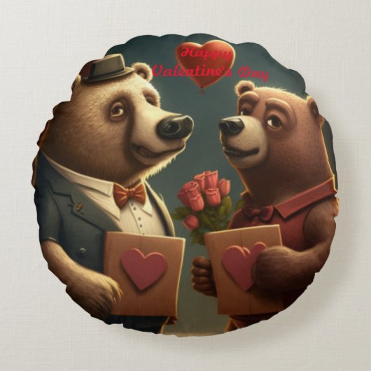 cartoon valentijns beer rond kussen (Voorkant)