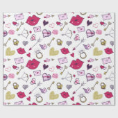 Cartoon Valentijnsdag Cadeaupapier (Vlak)