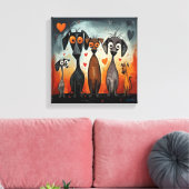 Cartoon Valentijnshart Honden Kunst Canvas Afdruk (Insitu (Woonkamer))