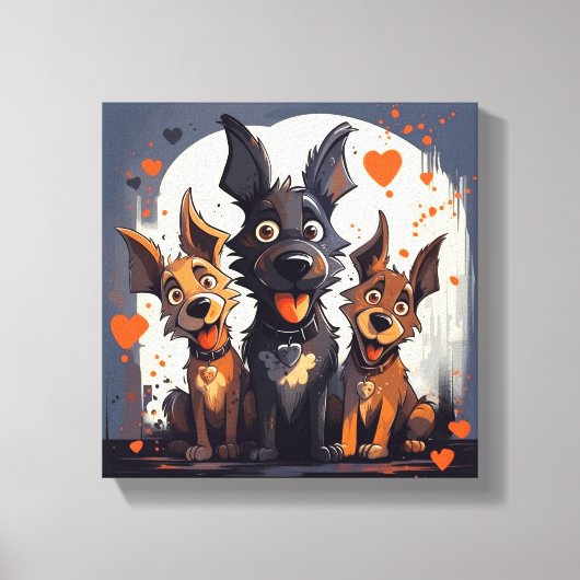 Cartoon Valentijnshonden Kunst 2 Canvas Afdruk (Voorkant)