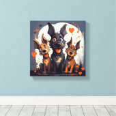 Cartoon Valentijnshonden Kunst 2 Canvas Afdruk (Insitu (Houten vloer))