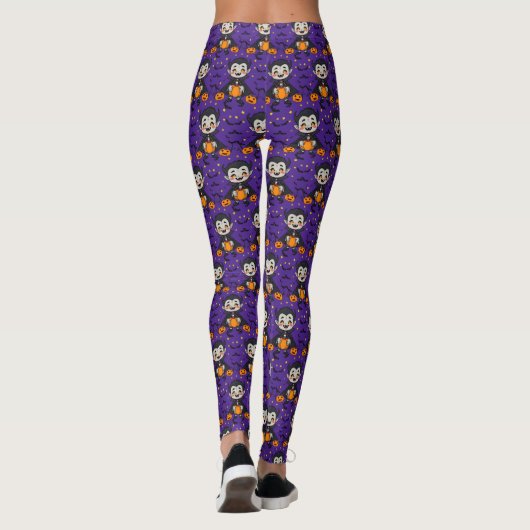 Cartoon Vampire Halloween – Pompoenen, Vleermuis Leggings (Achterkant)