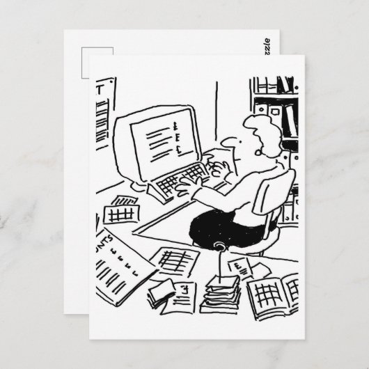 Cartoon van accountants of Office Worker Briefkaart (Voorkant / Achterkant)