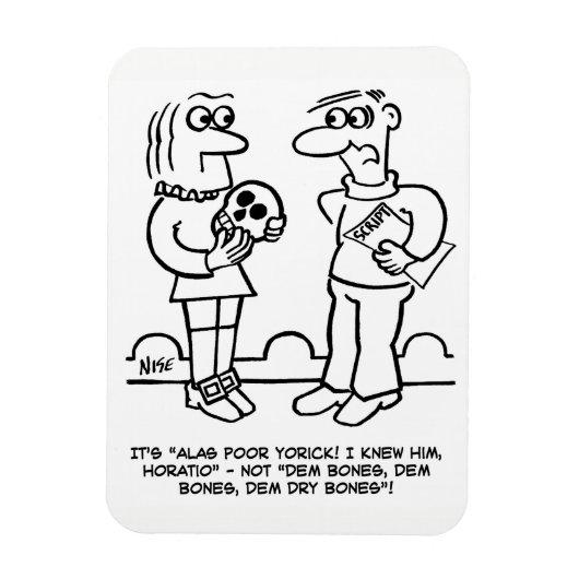 Cartoon van Actor die Hamlet speelt met producent Magneet (Verticaal)