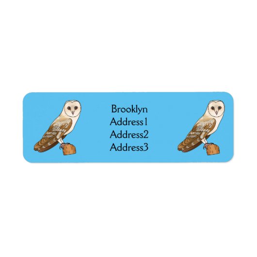 Cartoon van Barn owl Etiket (Voorkant)