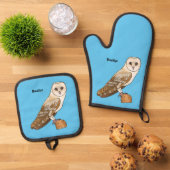 Cartoon van Barn owl Ovenwant & Pannenlap Set (Top down)