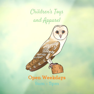 Cartoon van Barn owl Raamsticker