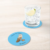 Cartoon van Barn owl Ronde Kartonnen Onderzetter (Insitu)