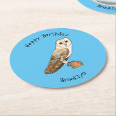 Cartoon van Barn owl Ronde Kartonnen Onderzetter (Gebogen)