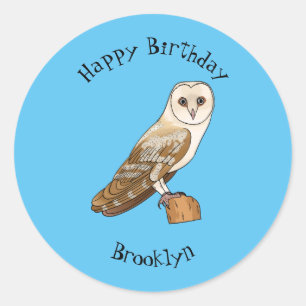Cartoon van Barn owl Ronde Sticker