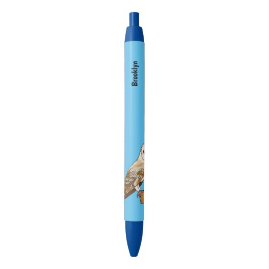 Cartoon van Barn owl Zwarte Inkt Pen (Voorkant Verticaal)