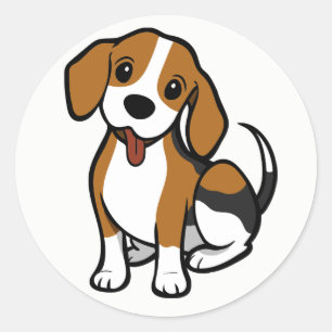 Cartoon van Beagle Puppy Dog - Liefde Beagles Ronde Sticker