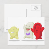 Cartoon van bloedcellen - erytrocyten, leukocyten, briefkaart (Voorkant / Achterkant)