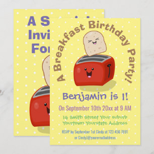 Cartoon van broodroosterontbijt kaart