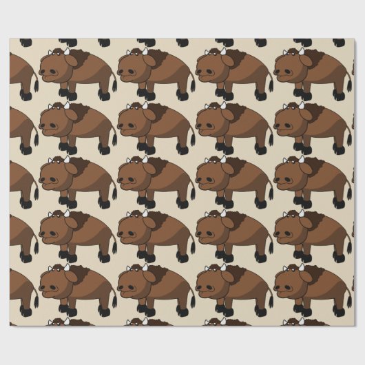 cartoon van buffels cadeaupapier (Vlak)