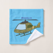 Cartoon van camoflage-helikopters van het vliegenl bad handdoek (Wasdoekje)