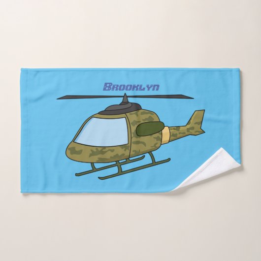 Cartoon van camoflage-helikopters van het vliegenl bad handdoek (Handdoek)
