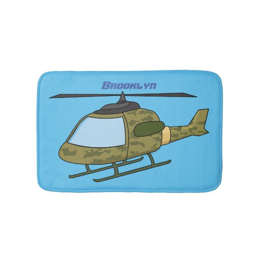 Cartoon van camoflage-helikopters van het vliegenl badmat (Voorkant)