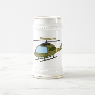Cartoon van camoflage-helikopters van het vliegenl bierpul
