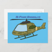 Cartoon van camoflage-helikopters van het vliegenl briefkaart (Voorkant / Achterkant)