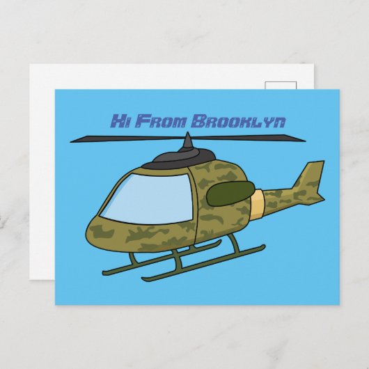 Cartoon van camoflage-helikopters van het vliegenl briefkaart (Voorkant / Achterkant)
