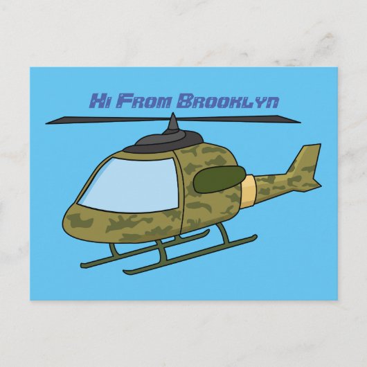 Cartoon van camoflage-helikopters van het vliegenl briefkaart (Voorkant)