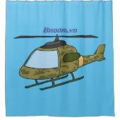 Cartoon van camoflage-helikopters van het vliegenl douchegordijn (Voorkant)