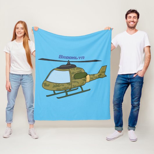 Cartoon van camoflage-helikopters van het vliegenl fleece deken (In situ)