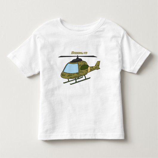 Cartoon van camoflage-helikopters van het vliegenl kinder shirts (Voorkant)
