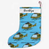 Cartoon van camoflage-helikopters van het vliegenl kleine kerstsok (Achterkant)