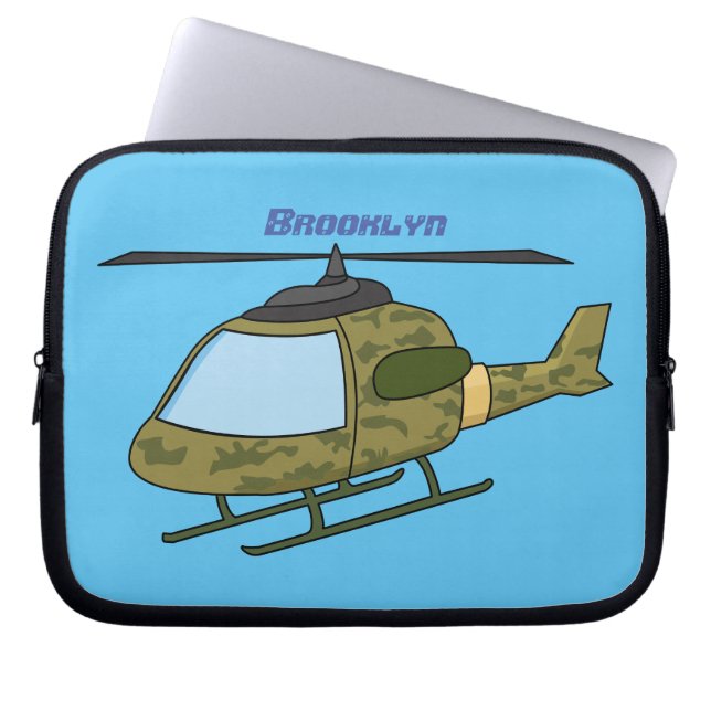 Cartoon van camoflage-helikopters van het vliegenl laptop sleeve (Voorkant)