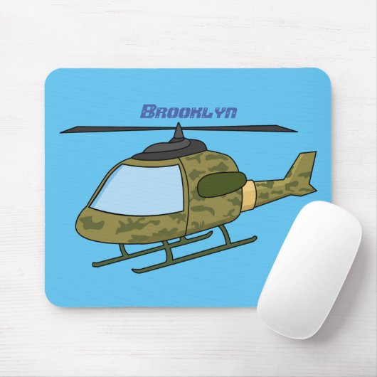 Cartoon van camoflage-helikopters van het vliegenl muismat (Met muis)