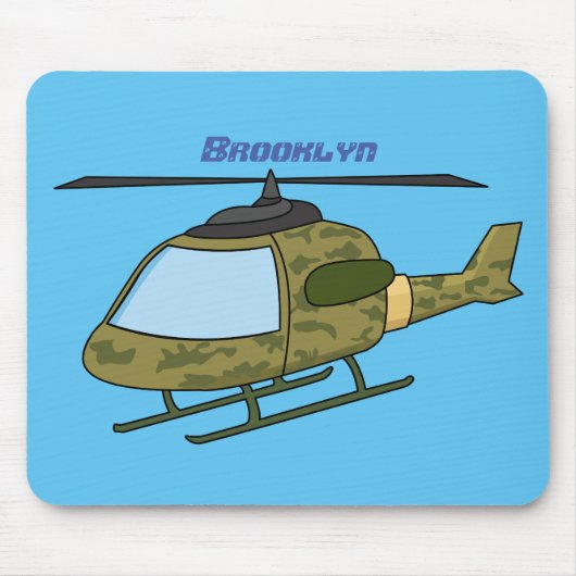 Cartoon van camoflage-helikopters van het vliegenl muismat (Voorkant)