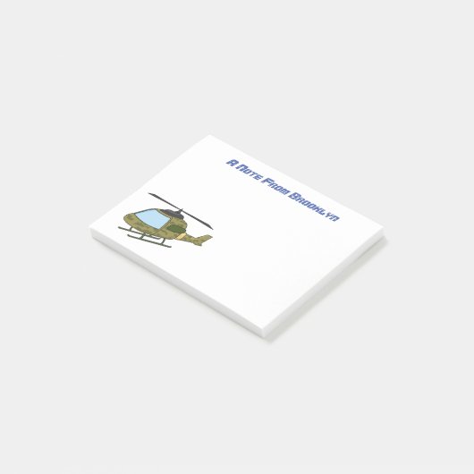 Cartoon van camoflage-helikopters van het vliegenl post-it® notes (Schuin)