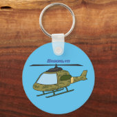 Cartoon van camoflage-helikopters van het vliegenl sleutelhanger (Voorkant)