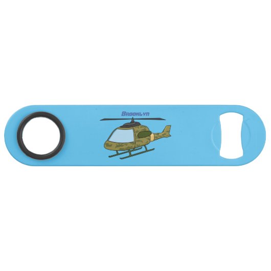 Cartoon van camoflage-helikopters van het vliegenl speed flessenopener (Voorkant (Horizontaal))