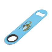 Cartoon van camoflage-helikopters van het vliegenl speed flessenopener (Achterkant Gekanteld)