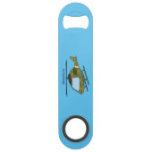 Cartoon van camoflage-helikopters van het vliegenl speed flessenopener (Voorkant)