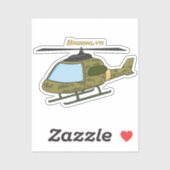 Cartoon van camoflage-helikopters van het vliegenl sticker (Vel)