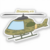 Cartoon van camoflage-helikopters van het vliegenl sticker (Voorkant)