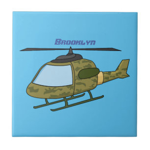 Cartoon van camoflage-helikopters van het vliegenl tegeltje