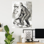 Cartoon van Charles Darwin 1871 Poster (Thuiskantoor)