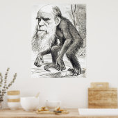Cartoon van Charles Darwin 1871 Poster (Keuken)