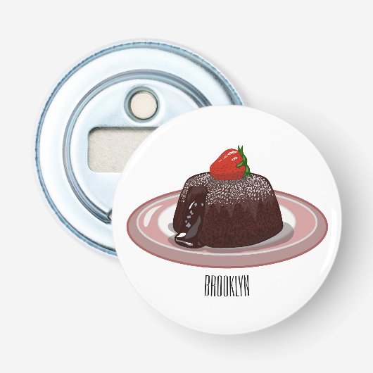 Cartoon van chocolade lava button flesopener (Voorkant)