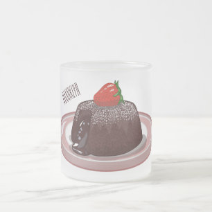 Cartoon van chocolade lava matglas koffiemok