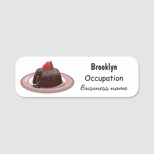 Cartoon van chocolade lava naamplaatje (Voorkant)