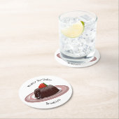 Cartoon van chocolade lava ronde kartonnen onderzetter (Insitu)